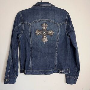 Classic Denim Jean Jacket with Stud Details on front and back, country chic